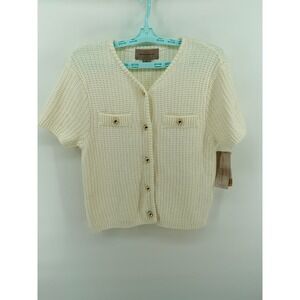 French Connection Cream Knit Button Front Cardigan With Matching Skirt Sz Medium